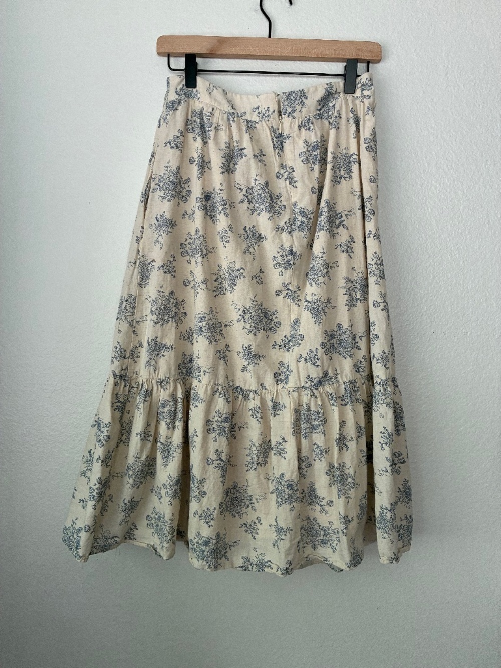 Morning Lavender Floral Tiered Maxi Skirt 100% Cotton Med Prairie Cottagecore